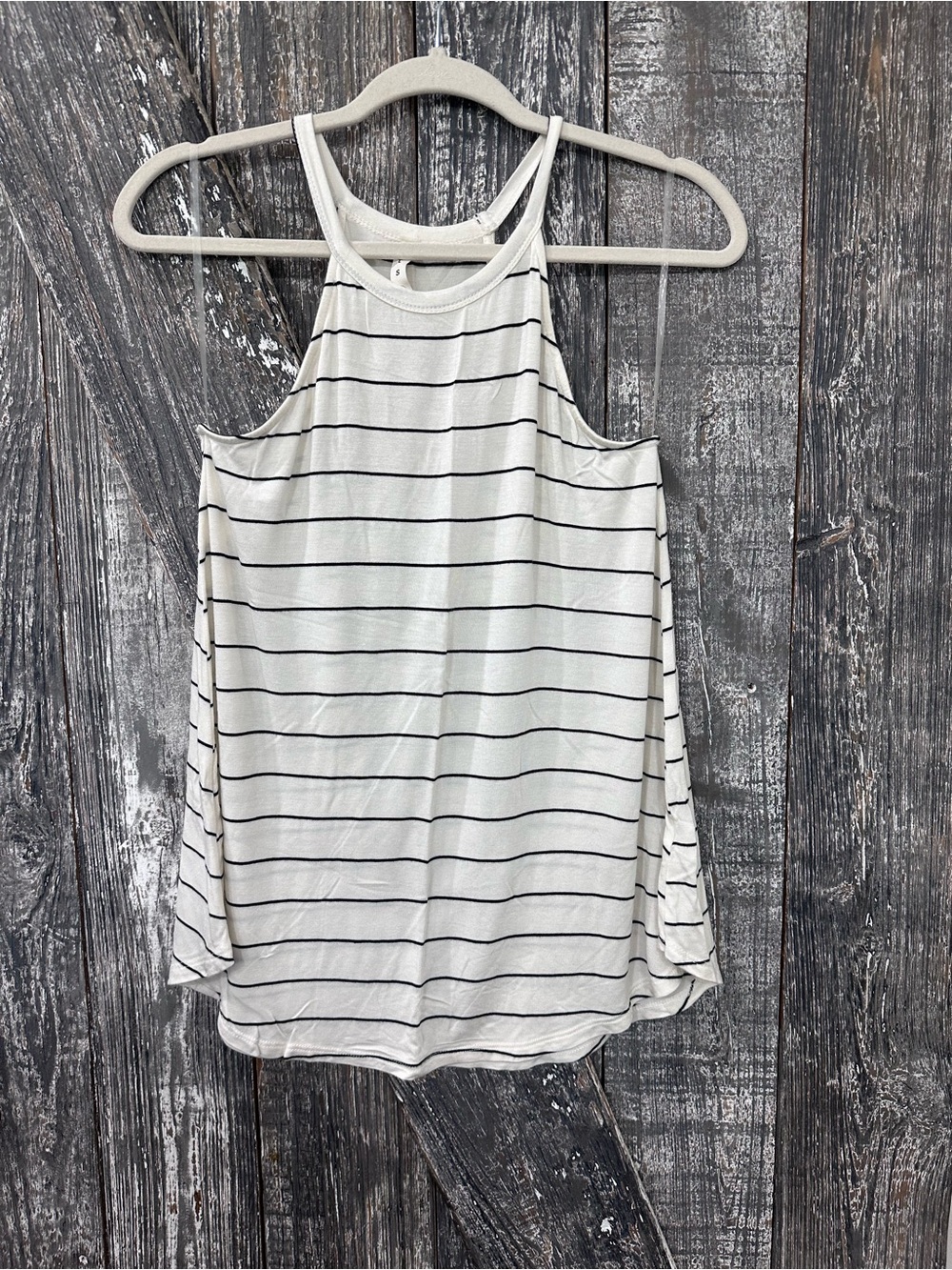 White and black stripe tank